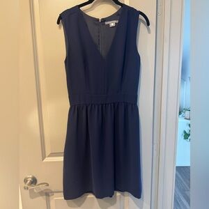 Navy V-Neck Sleeveless Fit-and-Flare Dress
